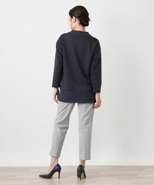 Leilian / レリアン スウェット | 切替クルーネックニット【Leilian WHITE LABEL】 | 詳細3