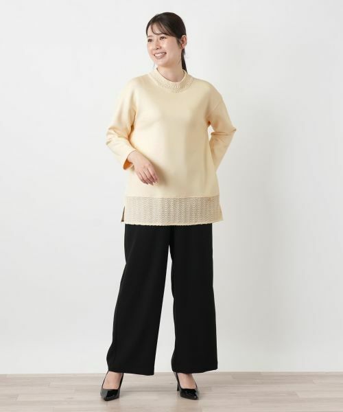 Leilian / レリアン スウェット | 切替クルーネックニット【Leilian WHITE LABEL】 | 詳細4