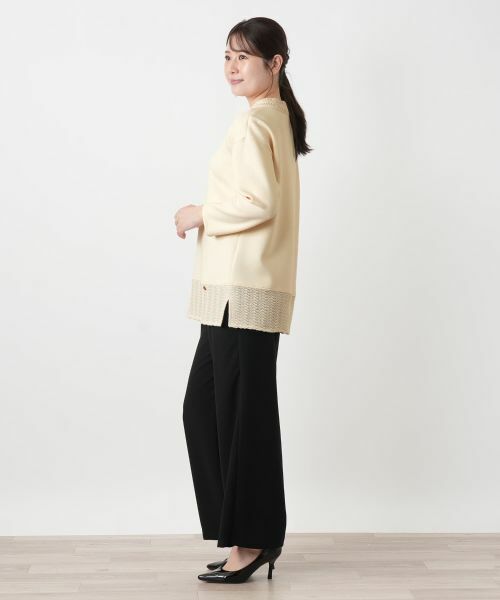 Leilian / レリアン スウェット | 切替クルーネックニット【Leilian WHITE LABEL】 | 詳細5