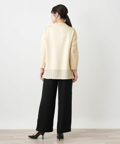 Leilian / レリアン スウェット | 切替クルーネックニット【Leilian WHITE LABEL】 | 詳細6