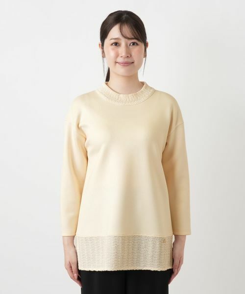 Leilian / レリアン スウェット | 切替クルーネックニット【Leilian WHITE LABEL】 | 詳細7