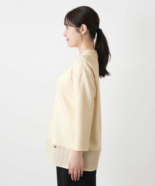 Leilian / レリアン スウェット | 切替クルーネックニット【Leilian WHITE LABEL】 | 詳細8
