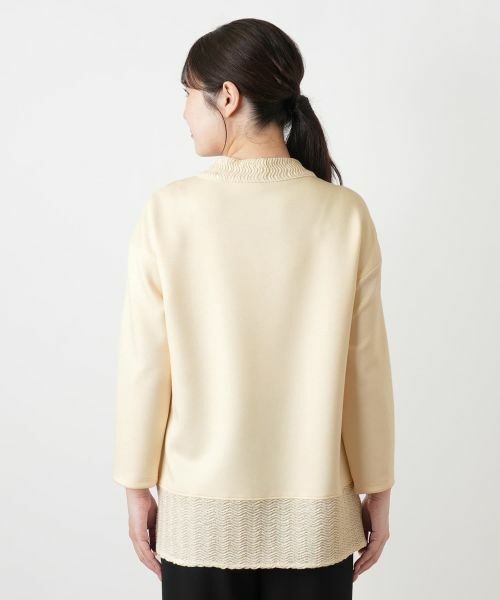 Leilian / レリアン スウェット | 切替クルーネックニット【Leilian WHITE LABEL】 | 詳細9