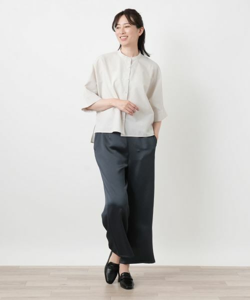 Leilian / レリアン その他パンツ | クロップドワイドサテンパンツ【Leilian WHITE LABEL】 | 詳細1