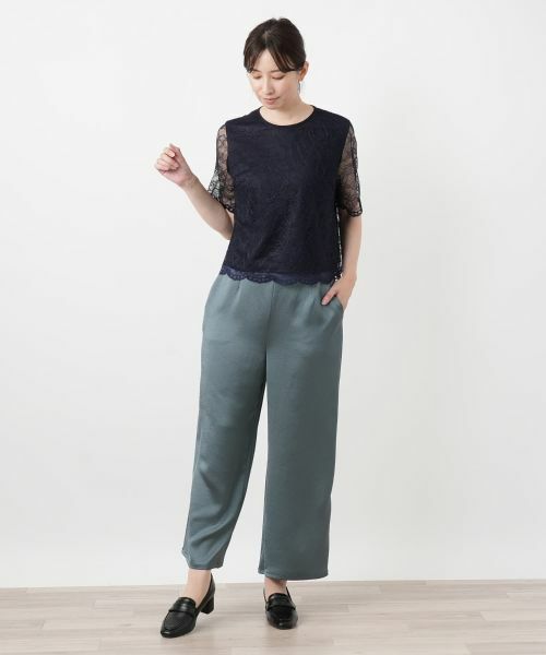 Leilian / レリアン その他パンツ | クロップドワイドサテンパンツ【Leilian WHITE LABEL】 | 詳細4