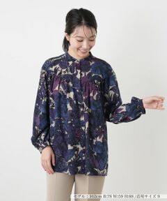 Leilian / レリアン シャツ・ブラウス | 花柄バンドカラー比翼ブラウス【ROCHAS Premiere】【ERICA】