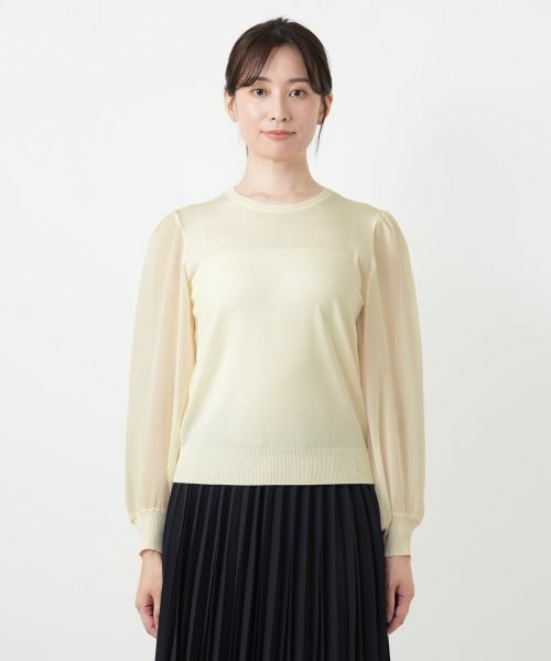 Leilian / レリアン ニット・セーター | シフォン切替クルーネックニット【Leilian WHITE LABEL】 | 詳細10