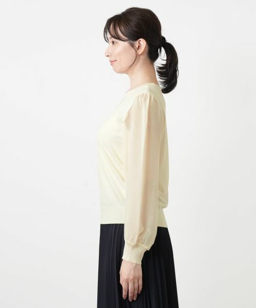Leilian / レリアン ニット・セーター | シフォン切替クルーネックニット【Leilian WHITE LABEL】 | 詳細11