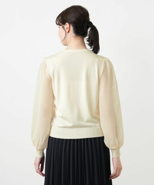 Leilian / レリアン ニット・セーター | シフォン切替クルーネックニット【Leilian WHITE LABEL】 | 詳細12
