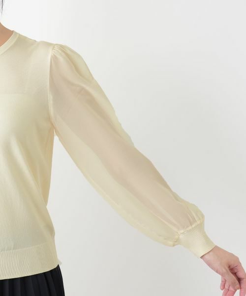 Leilian / レリアン ニット・セーター | シフォン切替クルーネックニット【Leilian WHITE LABEL】 | 詳細15