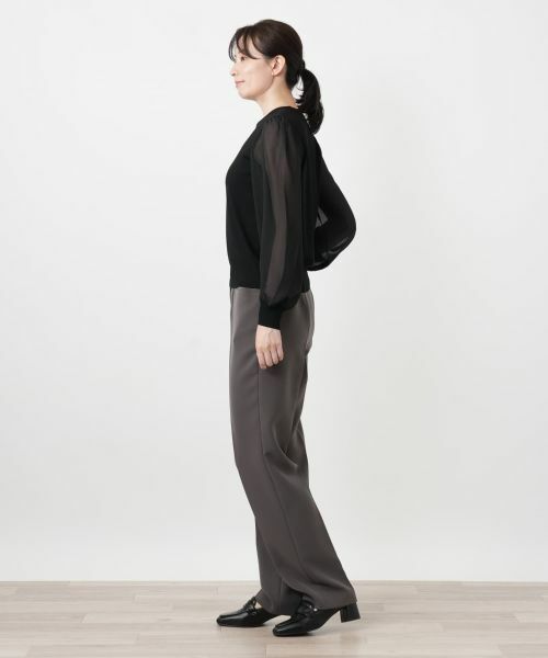 Leilian / レリアン ニット・セーター | シフォン切替クルーネックニット【Leilian WHITE LABEL】 | 詳細5