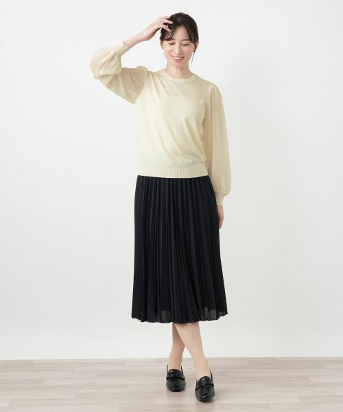 Leilian / レリアン ニット・セーター | シフォン切替クルーネックニット【Leilian WHITE LABEL】 | 詳細7