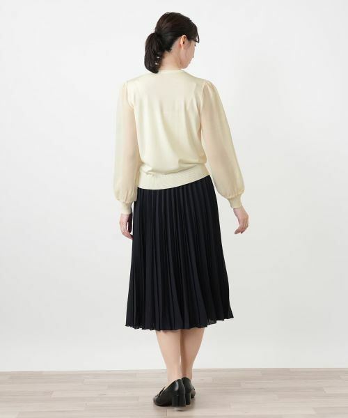 Leilian / レリアン ニット・セーター | シフォン切替クルーネックニット【Leilian WHITE LABEL】 | 詳細9