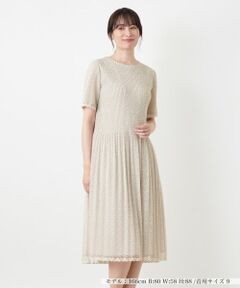 Leilian / レリアン ドレス | プリーツ切替レース編みワンピース