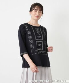 Leilian / レリアン カットソー | メッセージ柄クルーネックカットソー