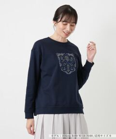 Leilian / レリアン カットソー | 刺繍クルーネックプルオーバー【Leilian WHITE LABEL】