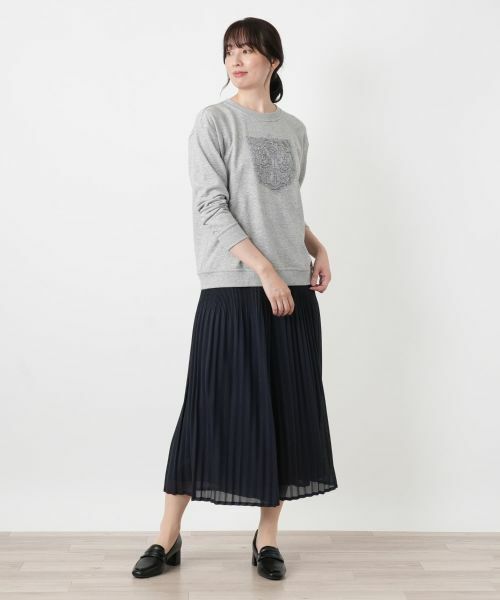 Leilian / レリアン カットソー | 刺繍クルーネックプルオーバー【Leilian WHITE LABEL】 | 詳細1