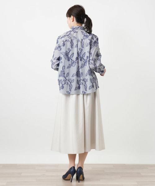 Leilian / レリアン シャツ・ブラウス | ストライプ花柄刺繍ブラウス【Leilian WHITE LABEL】 | 詳細6
