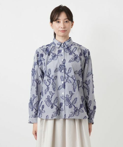 Leilian / レリアン シャツ・ブラウス | ストライプ花柄刺繍ブラウス【Leilian WHITE LABEL】 | 詳細7