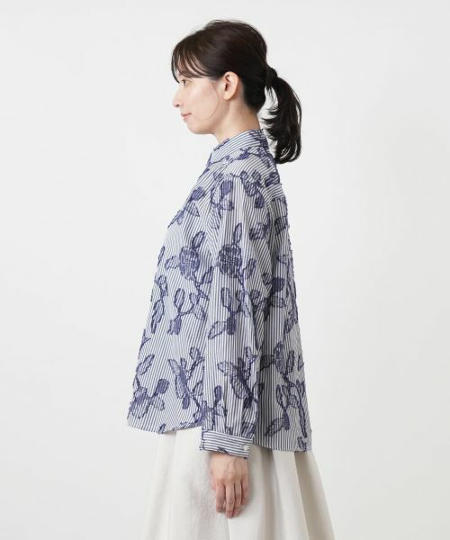 Leilian / レリアン シャツ・ブラウス | ストライプ花柄刺繍ブラウス【Leilian WHITE LABEL】 | 詳細8