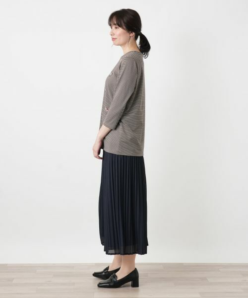 Leilian / レリアン カットソー | 刺繍ボーダークルーネックカットソー | 詳細11