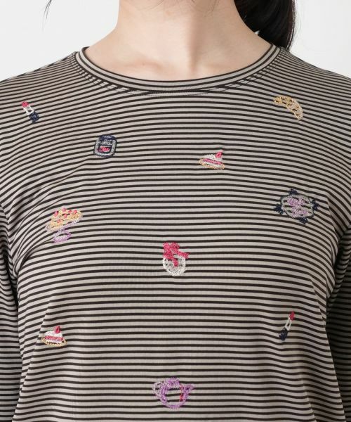 Leilian / レリアン カットソー | 刺繍ボーダークルーネックカットソー | 詳細16