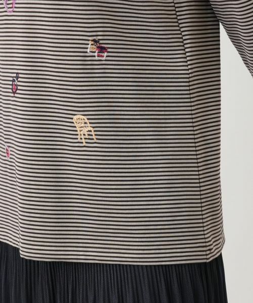 Leilian / レリアン カットソー | 刺繍ボーダークルーネックカットソー | 詳細19