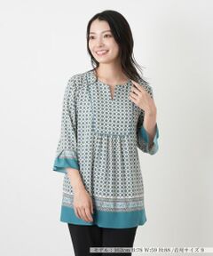Leilian / レリアン シャツ・ブラウス | 花柄キーネックブラウス【Leilian WHITE LABEL】