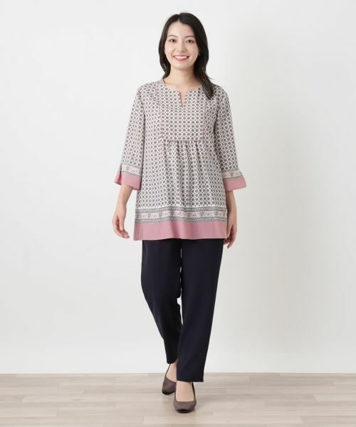 Leilian / レリアン シャツ・ブラウス | 花柄キーネックブラウス【Leilian WHITE LABEL】 | 詳細1