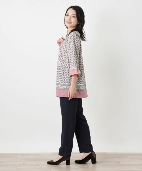 Leilian / レリアン シャツ・ブラウス | 花柄キーネックブラウス【Leilian WHITE LABEL】 | 詳細2