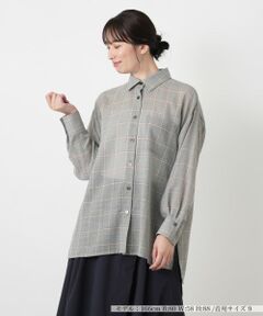 Leilian / レリアン シャツ・ブラウス | チェック柄ドロップショルダーブラウス【Leilian WHITE LABEL】