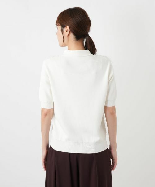 Leilian / レリアン ポロシャツ | 異素材切替ニットポロシャツ【BOURGE】 | 詳細10