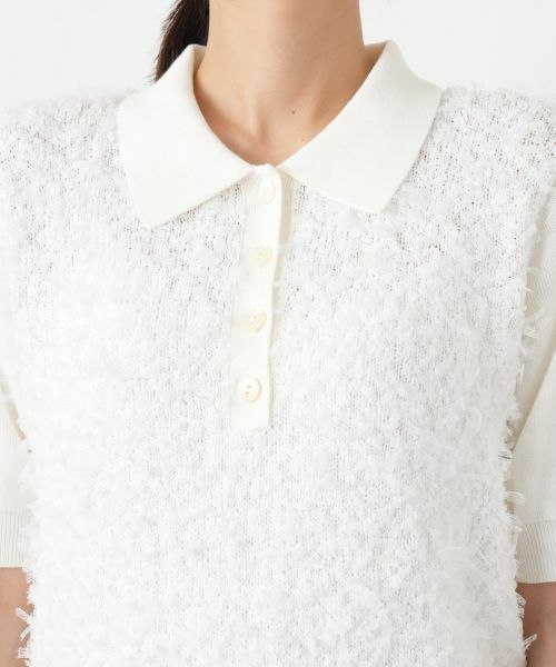 Leilian / レリアン ポロシャツ | 異素材切替ニットポロシャツ【BOURGE】 | 詳細11