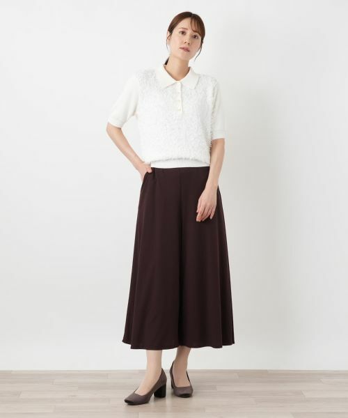 Leilian / レリアン ポロシャツ | 異素材切替ニットポロシャツ【BOURGE】 | 詳細5