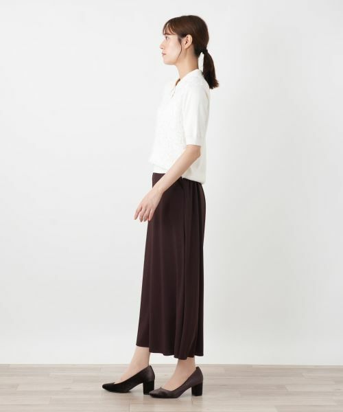 Leilian / レリアン ポロシャツ | 異素材切替ニットポロシャツ【BOURGE】 | 詳細6