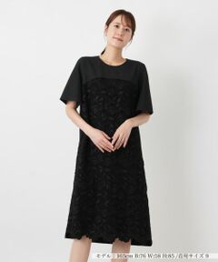 Leilian / レリアン ドレス | レース切替サックワンピース【Leilian WHITE LABEL】