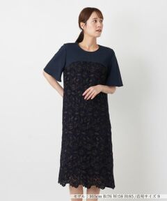 Leilian / レリアン ドレス | レース切替サックワンピース【Leilian WHITE LABEL】