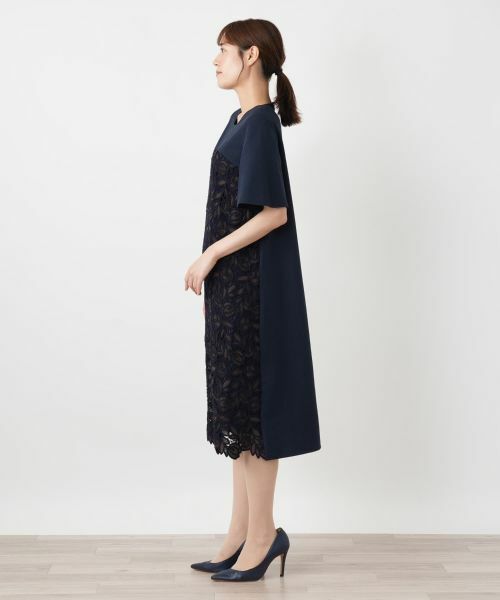 Leilian / レリアン ドレス | レース切替サックワンピース【Leilian WHITE LABEL】 | 詳細2