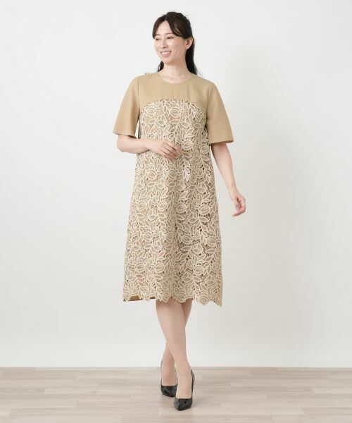 Leilian / レリアン ドレス | レース切替サックワンピース【Leilian WHITE LABEL】 | 詳細7