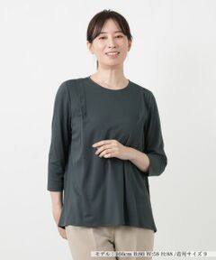 Leilian / レリアン カットソー | 七分袖タックカットソー【Leilian WHITE LABEL】
