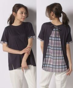 ＊＊Leilian__ / レリアン カットソー | バックチェック半袖カットソー