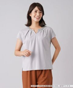 ＊＊Leilian__ / レリアン カットソー | ビジューキーネックカットソー