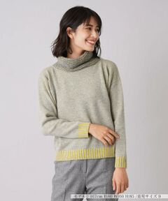 ＊＊Leilian__ / レリアン カットソー | カシミヤ編地切替オフタートルネックニット