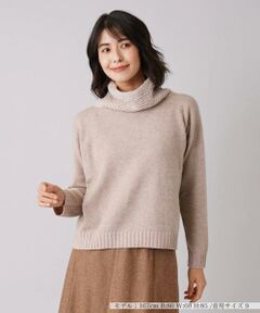 ＊＊Leilian__ / レリアン カットソー | カシミヤ編地切替オフタートルネックニット