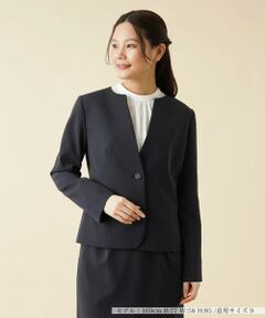 ＊＊Leilian__ / レリアン ノーカラージャケット | ストライプノーカラージャケット