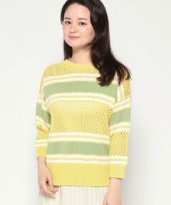 ＊＊Leilian__ / レリアン ニット・セーター | ボーダー切替メッシュニット