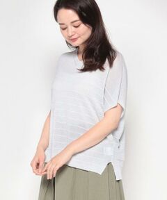 ＊＊Leilian__ / レリアン ニット・セーター | ボーダーVネックフレンチスリーブニット