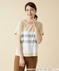 ＊＊Leilian__ / レリアン ニット・セーター | ラメボーダー切替クルーネックニット