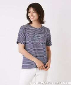 ＊＊Leilian__ / レリアン カットソー | 刺繍半袖ボーダーカットソー