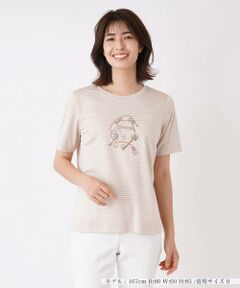 ＊＊Leilian__ / レリアン カットソー | 刺繍半袖ボーダーカットソー